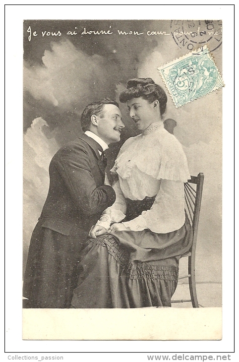 Cp, Couple, Je Vous Ai Donné Mon Coeur Pour La Vie, Voyagée 1905 - Paare