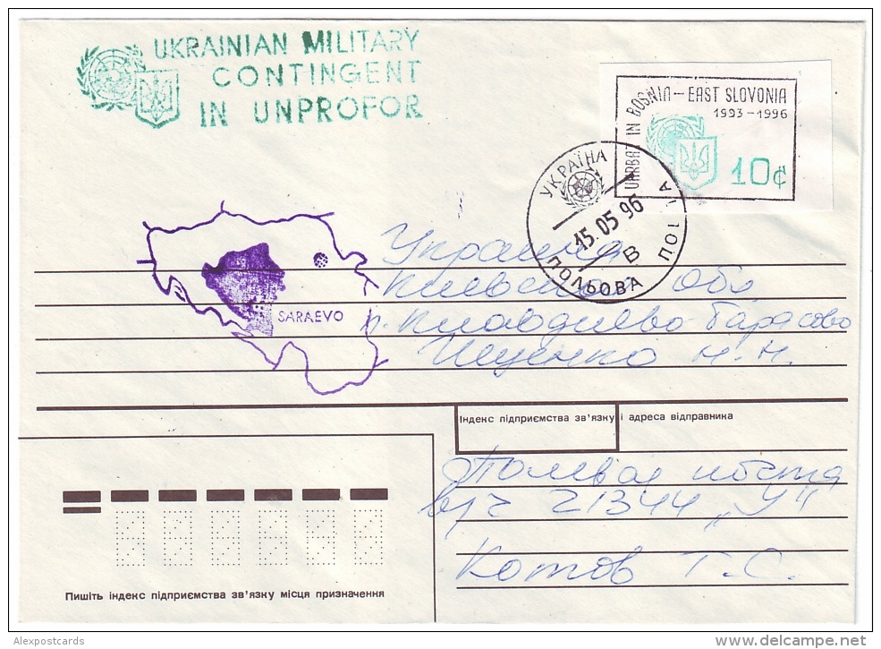 1996. UKRAINIAN MILITARY CONTINGENT UNPROFOR IN BOSNIA. Letter Franking By Provisory Stamp 10 Cents - Ukraine