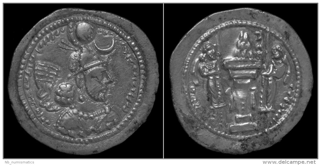 Sasanian Kingdom Yazdgard I AR Drachm - Greche