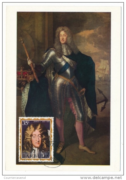 BARBUDA - 1 Carte Maximum - Roi James II ( Angleterre / National Portrait Gallery) 1971 - Royalties, Royals