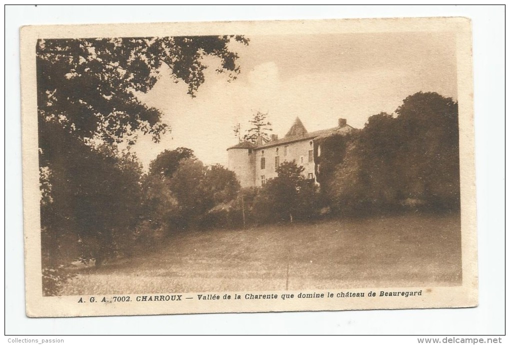 Cp , 86 , CHARROUX , Vallée De La Charente Que Domine Le Château De BEAUREGARD , Vierge , Ed : Gilbert - Charroux