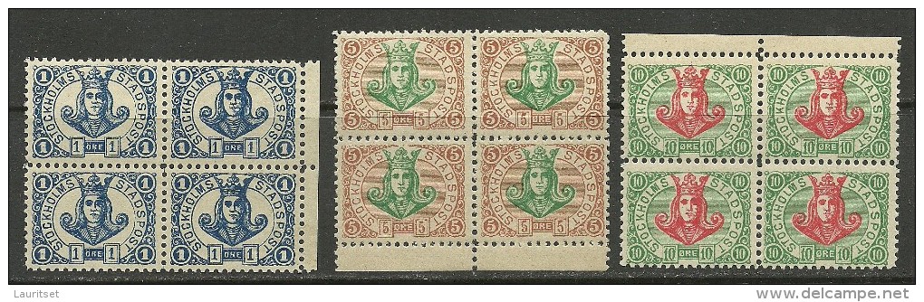 SCHWEDEN Sweden Stockholm Stadtpost Local City Post In 4-blocks MNH - Emisiones Locales