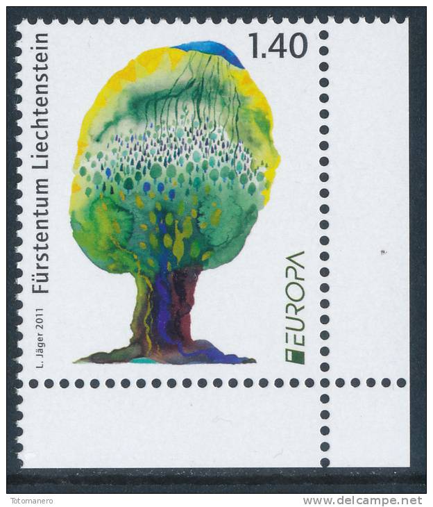 LIECHTENSTEIN, EUROPA 2011 "Forests" Corner Set Of 1v** - 2011