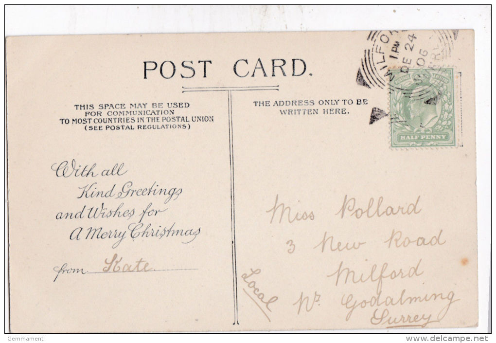 POSTAL HISTORY -1906 SQUARED CIRCLE CANCELLATION. MILFORD. SURREY - Marcophilie