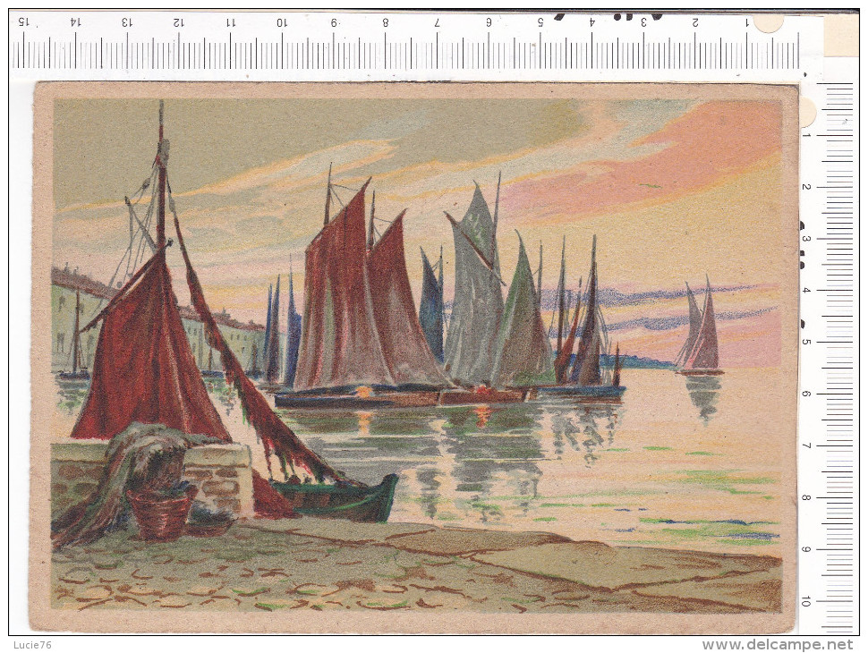 BATEAUX De PECHE   à Quai   -   Illustration  - - Cargos