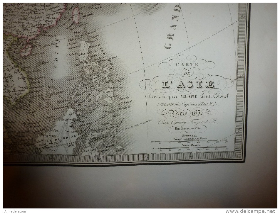 1830 Carte De L' ASIE, Par Lapie 1er Géographe Du Roi, Gravure Lallemand,Chez Eymery Fruger & Cie - Geographical Maps