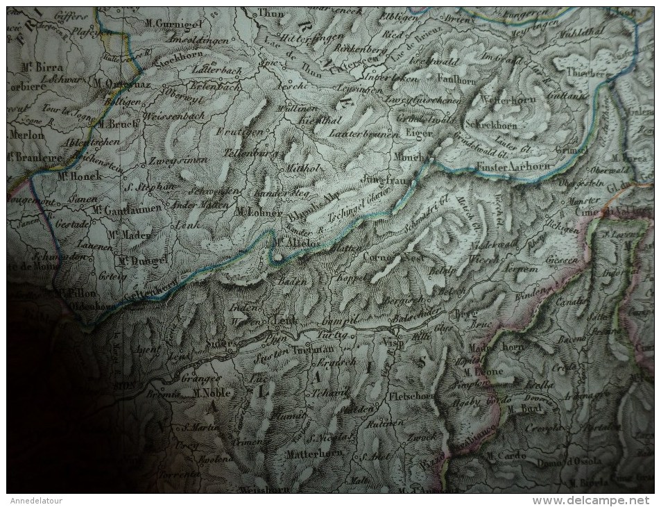 1830 Carte de la SUISSE ou HELVETIE  ,par Lapie 1er géographe du Roi, gravure Lallemand,Chez Eymery Fruger & Cie