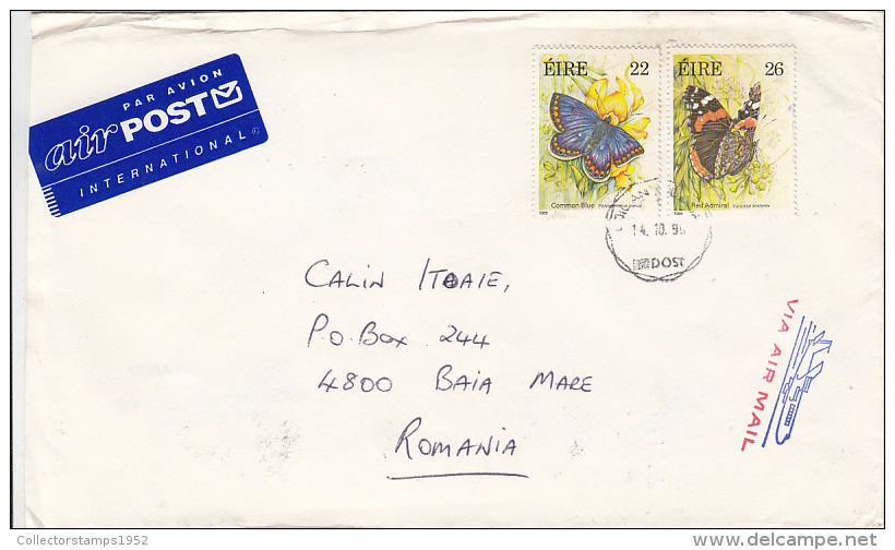 1389FM- BUTTERFLIES, STAMPS ON COVER, 1999, IRELAND - Covers & Documents