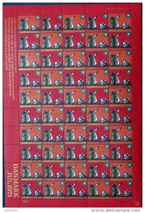 Denmark Christmas Seal 1971 MNH ( **)  Full Sheet Christmas   The Three Wise Men - Feuilles Complètes Et Multiples