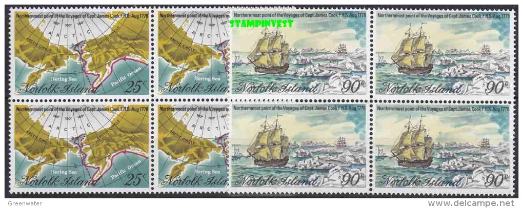 Norfolk Islands 1978 Voyages Of Captain Cook 2v Bl Of 4 ** Mnh (20243) - Norfolk Eiland