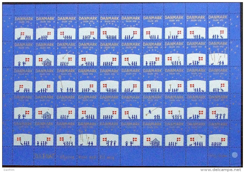 Denmark Christmas Seal 1976 MNH ( **)  Full Sheet  Unfolded    Children - Feuilles Complètes Et Multiples