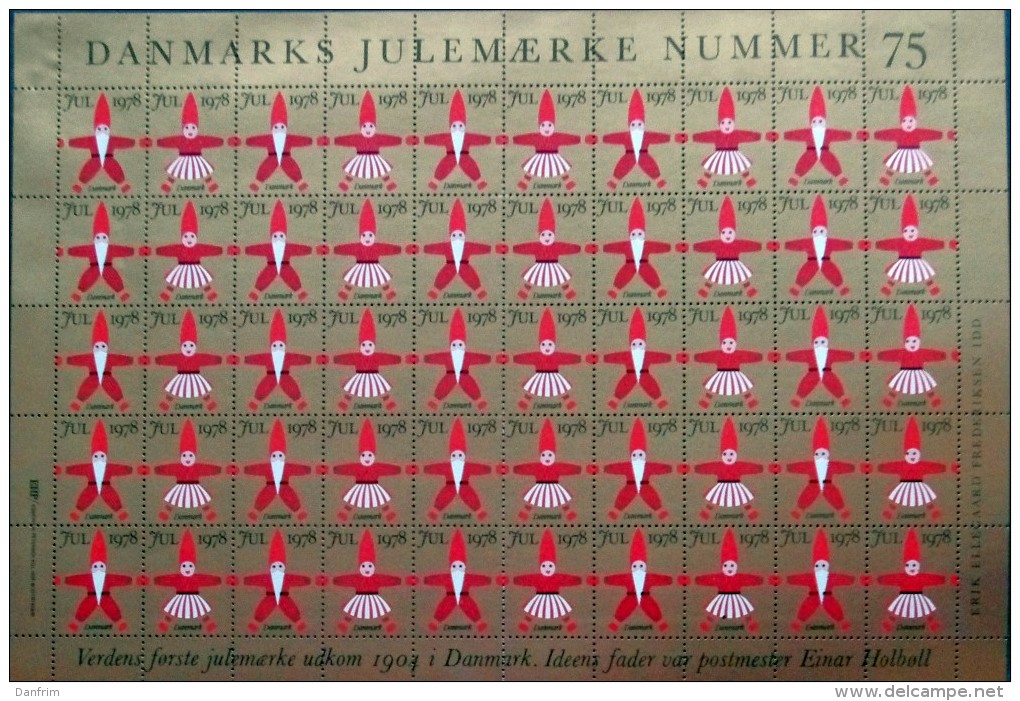 Denmark Christmas Seal 1978 MNH ( **)  Full Sheet  Unfolded    Christmas Pixies - Ganze Bögen