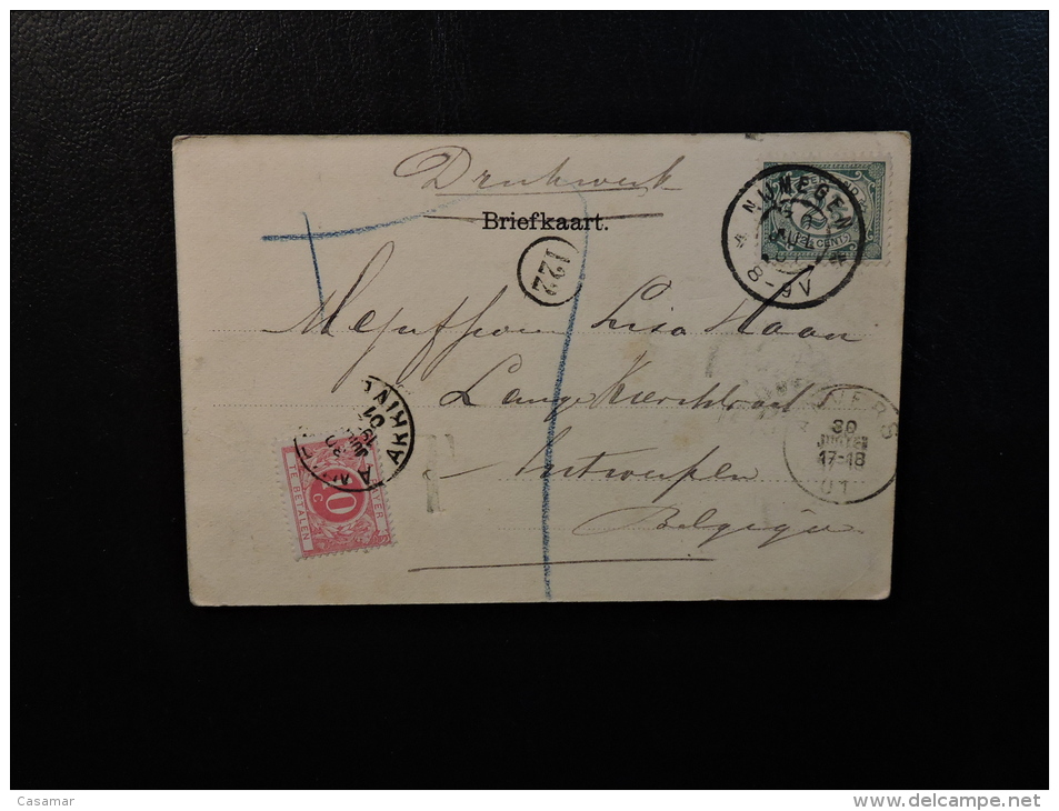 Nijmegen To Antwerpe 1901 Taxe Taxes Belgium Tax Stamp - Brieven En Documenten