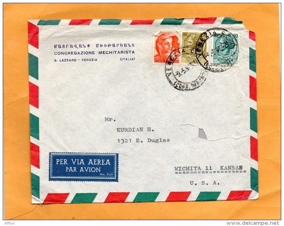 Italy Old Cover Mailed To USA - 1946-60: Storia Postale