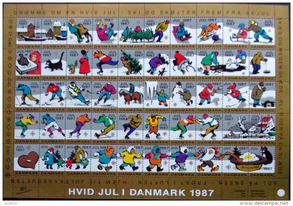 Denmark Christmas Seal 1987 MNH ( **)  Full Sheet  Unfolded  Winter Designs - Ganze Bögen