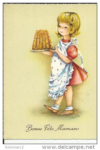 Carte Dentelée  D´Enfant  Offrand Un Gateau ( Flan En Cadeau ( Neuve - Fête Des Mères