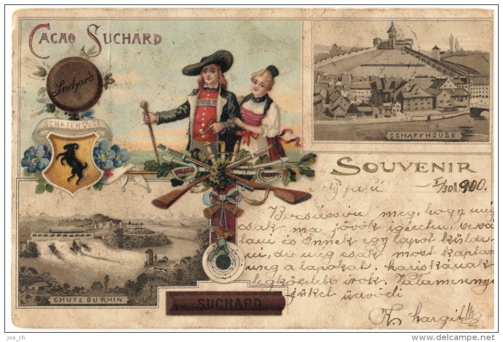 CPA Schweiz/Suisse: Schaffhausen, Souvenir, Cacao Suchard, 1900, 2 Scans - Sonstige & Ohne Zuordnung