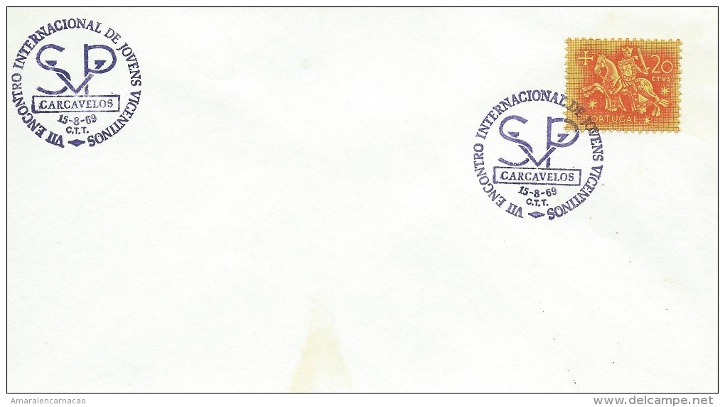 TIMBRES - STAMPS - MARCOPHILIE - PORTUGAL - CACHET VII RENCONTRE INTERNATIONAL JEUNES VINCENTIENS - CARCAVELOS - Postal Logo & Postmarks