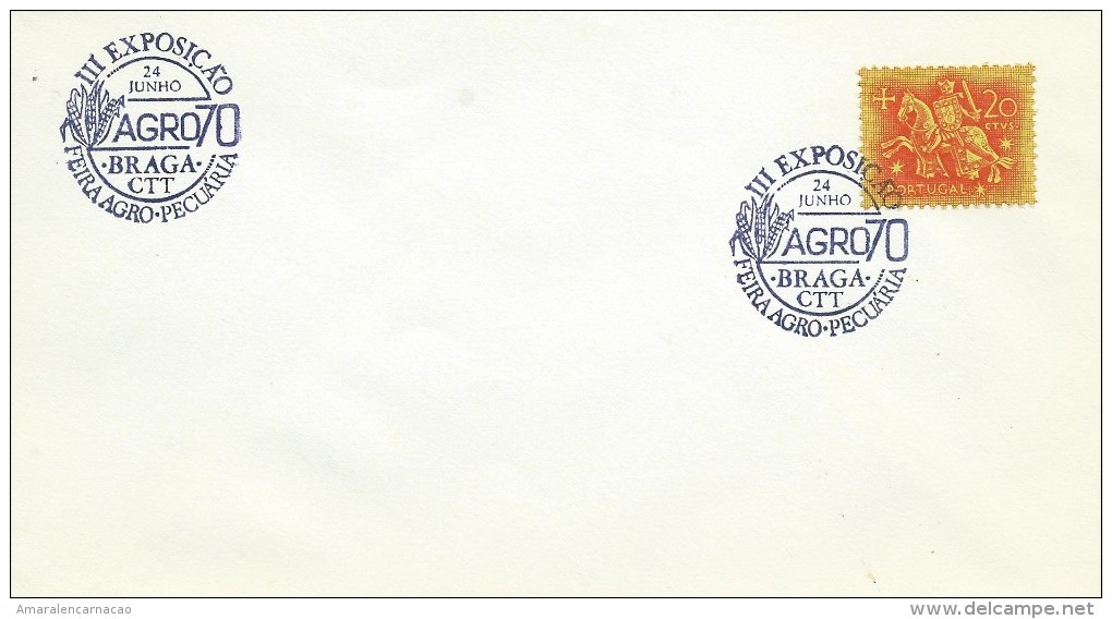 TIMBRES - STAMPS - MARCOPHILIE - PORTUGAL - CACHET III EXPOSITION AGRO 70 - BRAGA - 24-06-1970 - Flammes & Oblitérations