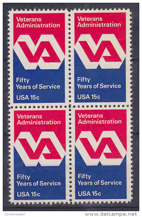 United States 1980 Veterans Administration 1v Bl Of 4 ** Mnh (20254) - Altri & Non Classificati