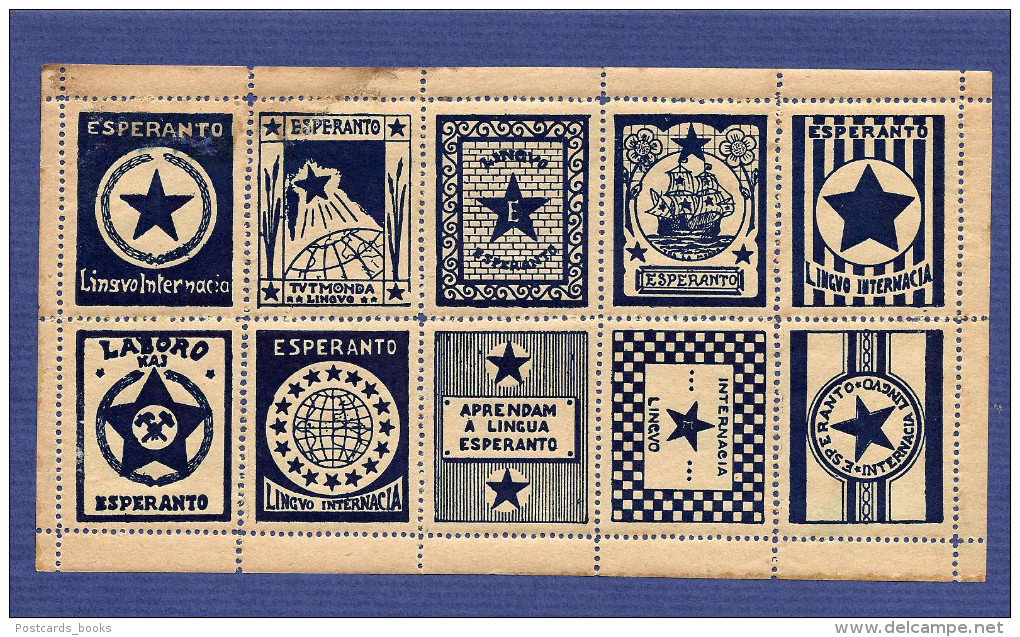 Lote De 10 SELOS / Vinhetas ESPERANTO LINGUO INTERNACIA Cinderella Poster Stamps Sheet. SET Of 10 - Local Post Stamps