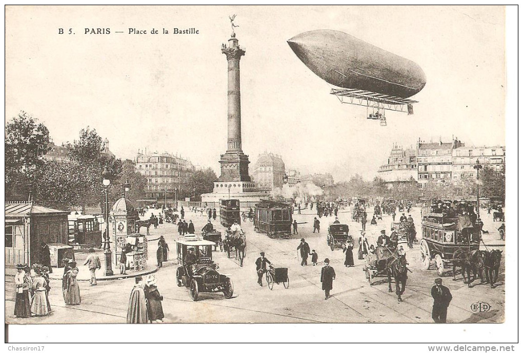 75 - PARIS - Place De La Bastille  - Animation - Dirigibili