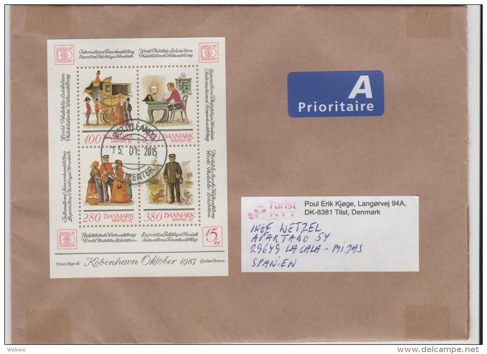 änemark -  XX003 / HAFNIA 87, Blockfrankatur Nach Spanien - Storia Postale