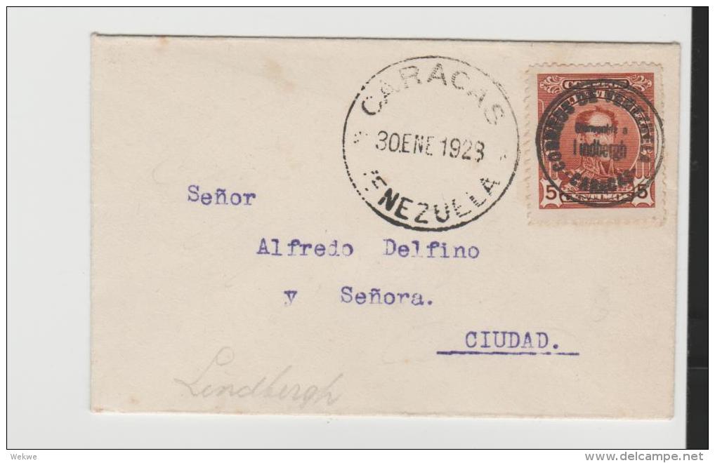 Ven070/ VENEZUELA -  Caracas Lindberg CANCELLATION, LOCAL COVER 1923 - Venezuela