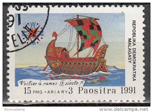 Madagascar, 1991 - 15fr Ship - Nr.1014 Usato° - Madagascar (1960-...)