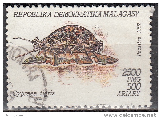 Madagascar, 1993 - 2500fr Cypraea Tigris - Nr.1128 Usato° - Conchiglie