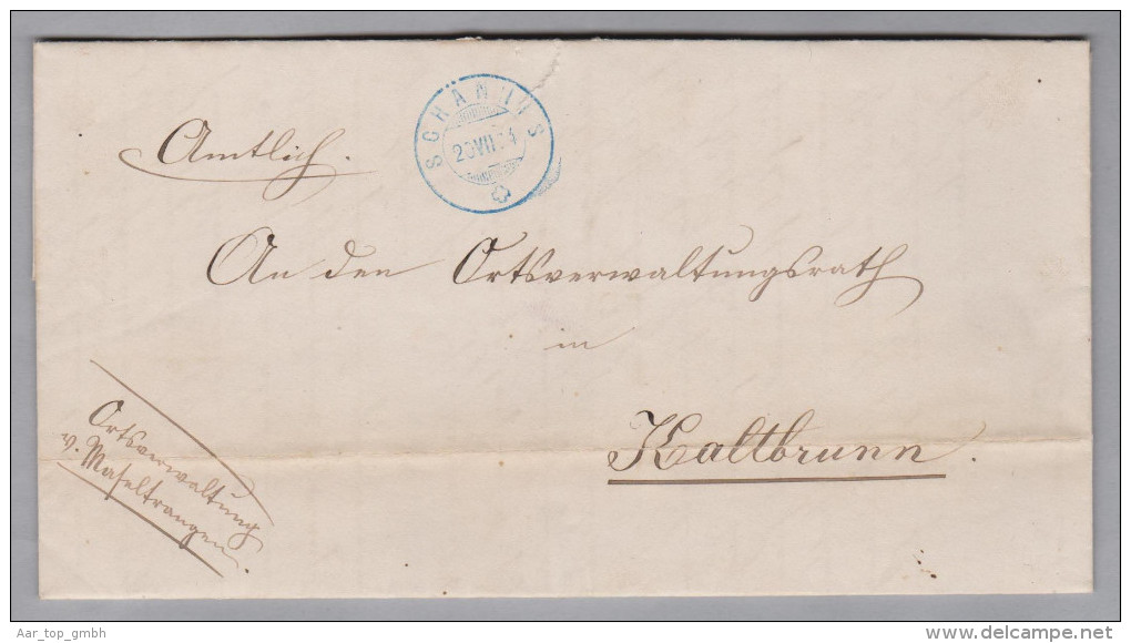 Heimat SG SCHÄNIS Langstempel 1874-07-20 Blau Auf Brief Nach Kaltbrunn - ...-1845 Prephilately