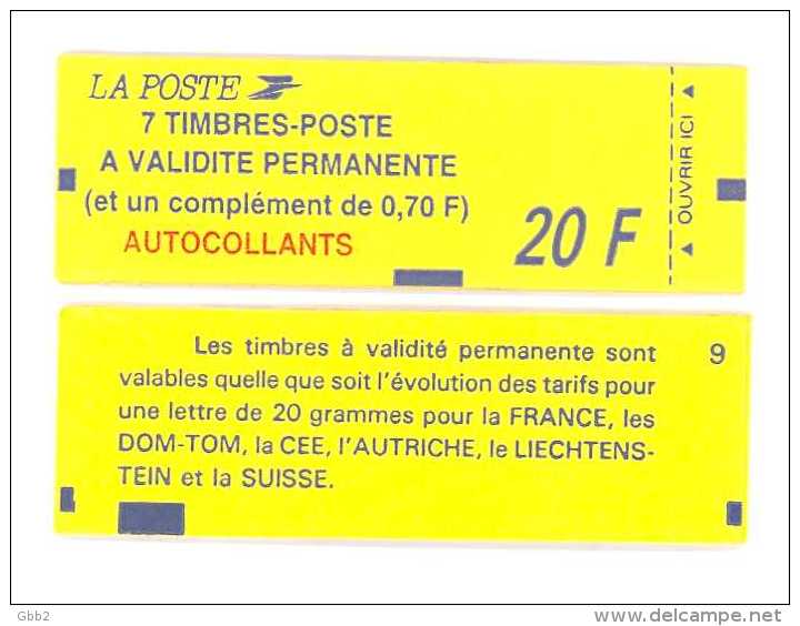 CARNET 1504 Marianne De Briat "7 TIMBRES-POSTE A VALIDITE PERMANENTE" Daté 5/4/94 Fermé. Parfait état Bas Prix. - Autres & Non Classés