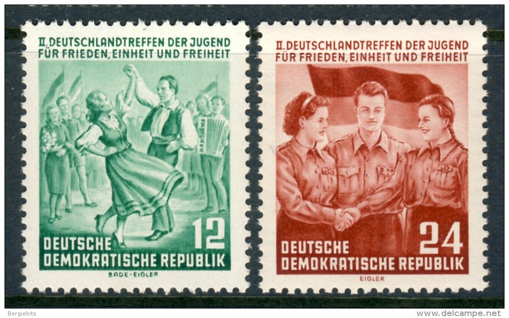 1954 Germany DDR MNH Set Of 2 Stamps  " Youth Meeting " Michel 428-429 - Unused Stamps