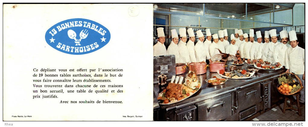 PUBLICITES - Double Carte Publicitaires - Restaurants De La Sarthe - Cuisiniers - Publicités