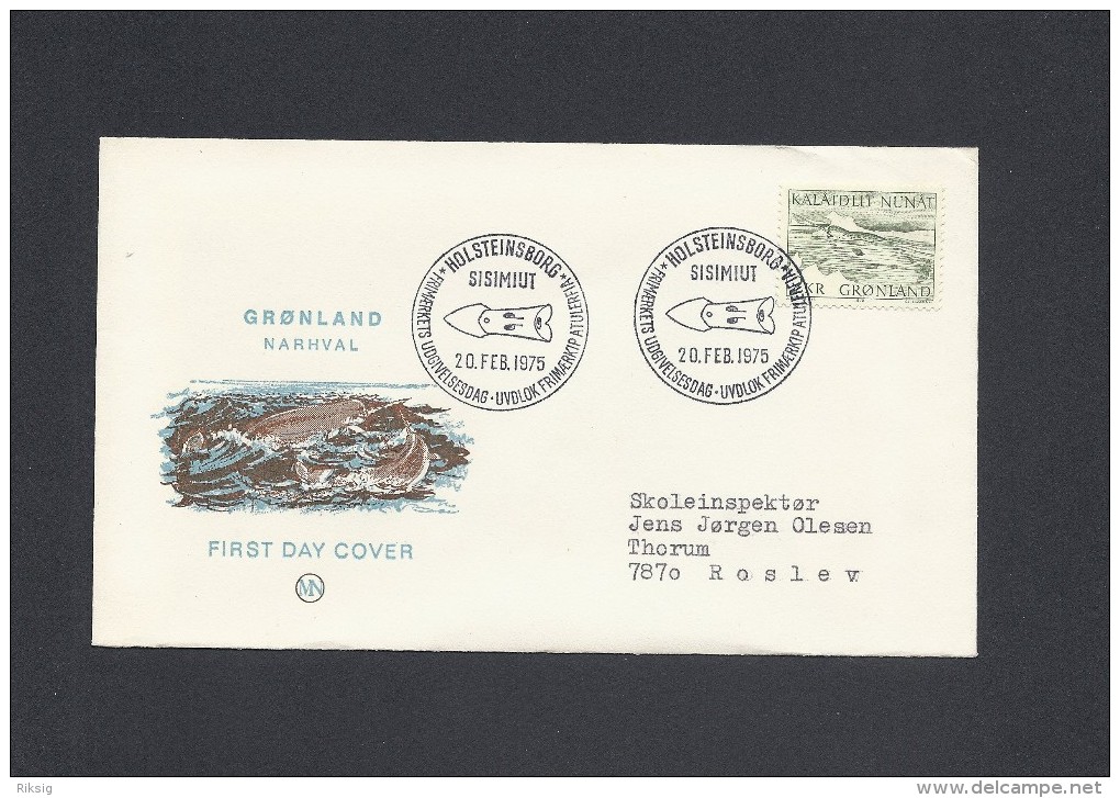 Whale On  Greenland Fdc.  H-249 - Baleines