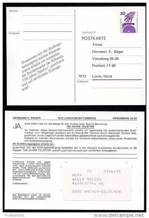 BERLIN P94 ZB 3 Postkarte ZUDRUCK SIEGER 100 J. Telefon ** 1977 - Privé Postkaarten - Ongebruikt