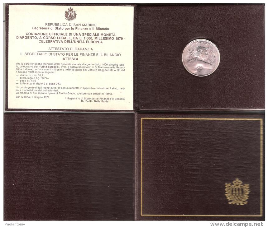 SAN MARINO LIRE 1000 ARGENTO DEL 1979 FDC UNC  EUROPA UNITA - San Marino