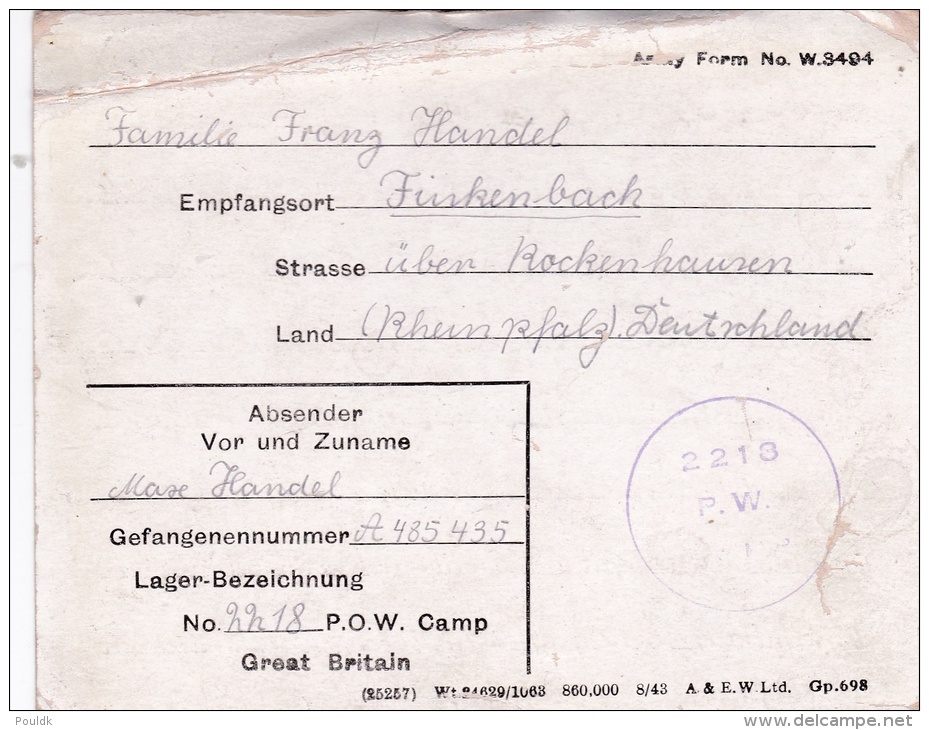 Prisoner Of War From German POW In Camp 2218 At Vilvoorde, Flemish Brabant, Belgium. The POW Camp Was Managed By British - Militaria