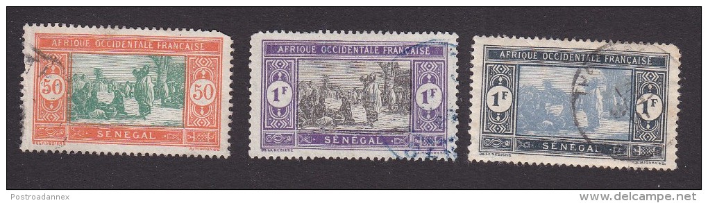 Senegal, Scott #105, 112, 114, Used, Preparing Food, Issued 1914-33 - Used Stamps