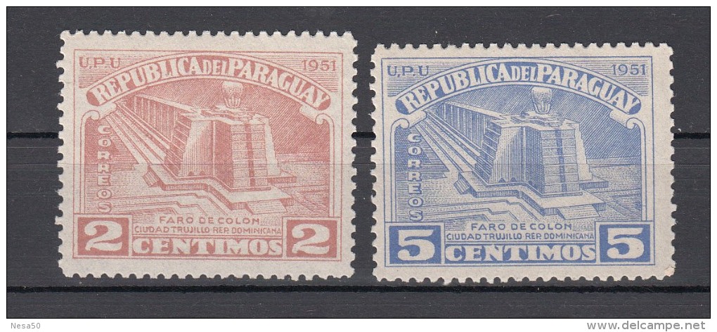 Paraguay 1962 Mi Nr  673 + 674 Columbus Mausoleum Postfris - Paraguay