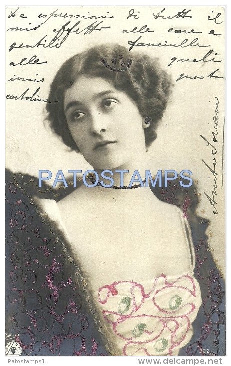 5642 ARTIST LINA CAVALIERI ITALY 1874 - 1944 SINGER OPERA SOPRANO GLITTER BY REUTLINGER PHOTO POSTAL POSTCARD - Artisti