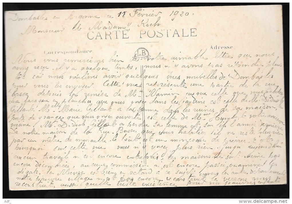 CPA CLICHE PAS COURANT DOMBASLE EN ARGONNE N°3 LES RUINES 55 MEUSE - Autres & Non Classés