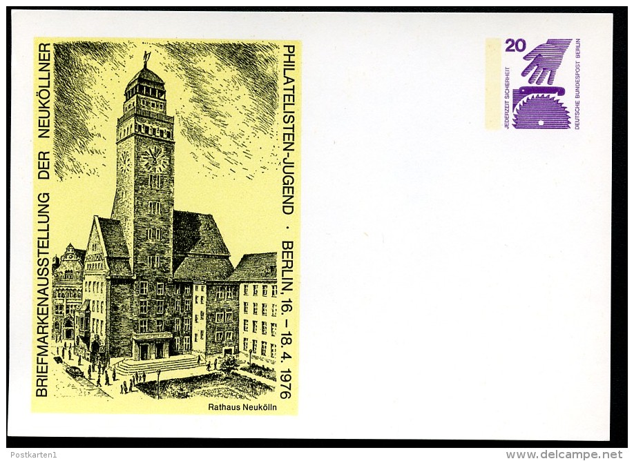 BERLIN PP63 D2/008 Privat-Postkarte RATHAUS NEUKÖLLN 1976 - Privé Postkaarten - Ongebruikt