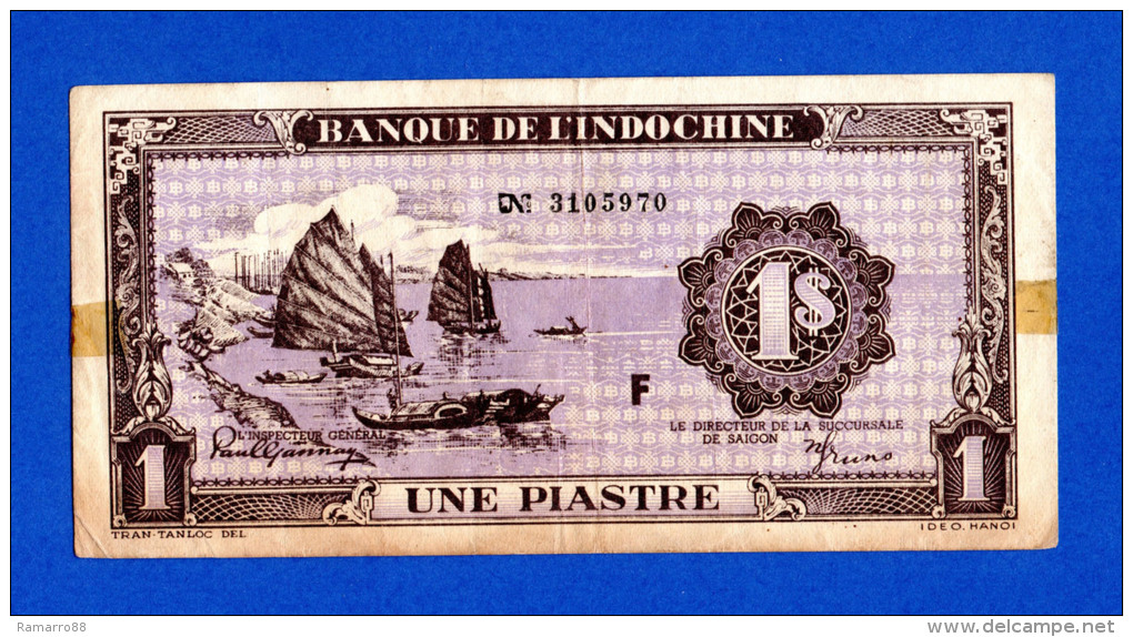 French Indochina 1 Piastre 1942 / 45 Pick 60 - VF - Indochine