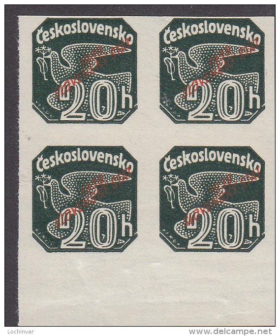 SLOVAKIA, 1939 GREEN 20h O/P  BLOCK 4 - Unused Stamps