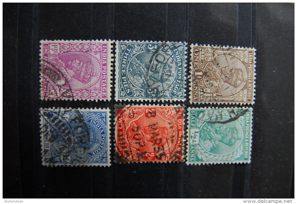 B016 - INDIA INDIEN 6 Verschiedene Gestempelte Marken Um 1920/30 König Schöne Stempel - Sonstige & Ohne Zuordnung