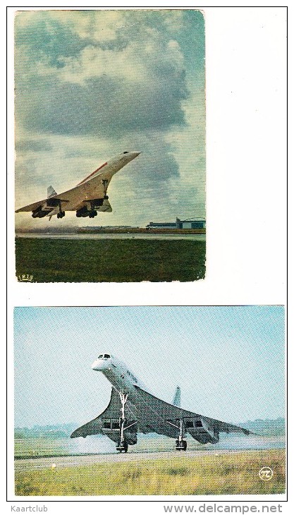 4 Postcards : CONCORDE 'Avion Super-sonique' - France (4 Scans) - 1946-....: Moderne