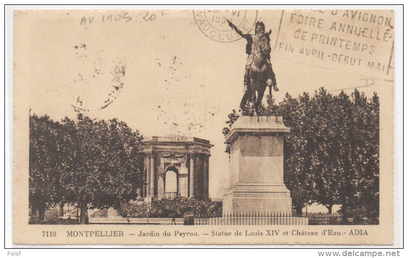 MONTPELLIER - Jardin Du Peyrou (Flamme Foire D' AVIGNON 1931 (75951) - Montpellier