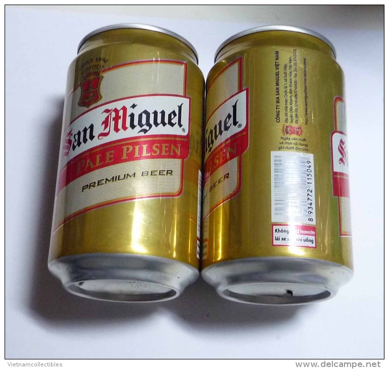 Vietnam Viet Nam San Miguel Empty 330ml Beer Can / Opened At Bottom - Cannettes