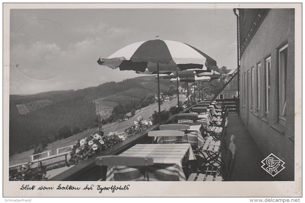 AK Klingenthal Blick Vom Balkon Des Sporthotel Waldgut Aschberg Sachsenberg Georgenthal Gasthaus Bei Graslitz Kohlert - Klingenthal